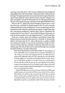 Page from a personal history hardcover book bound in cloth with gold foil stamped lettering. Page from a personal history hardcover book bound in cloth with gold foil stamped lettering.