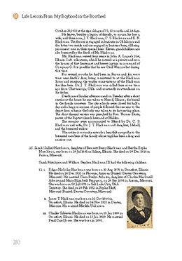 Page from a personal history hardcover book bound in cloth with gold foil stamped lettering. Page from a personal history hardcover book bound in cloth with gold foil stamped lettering.